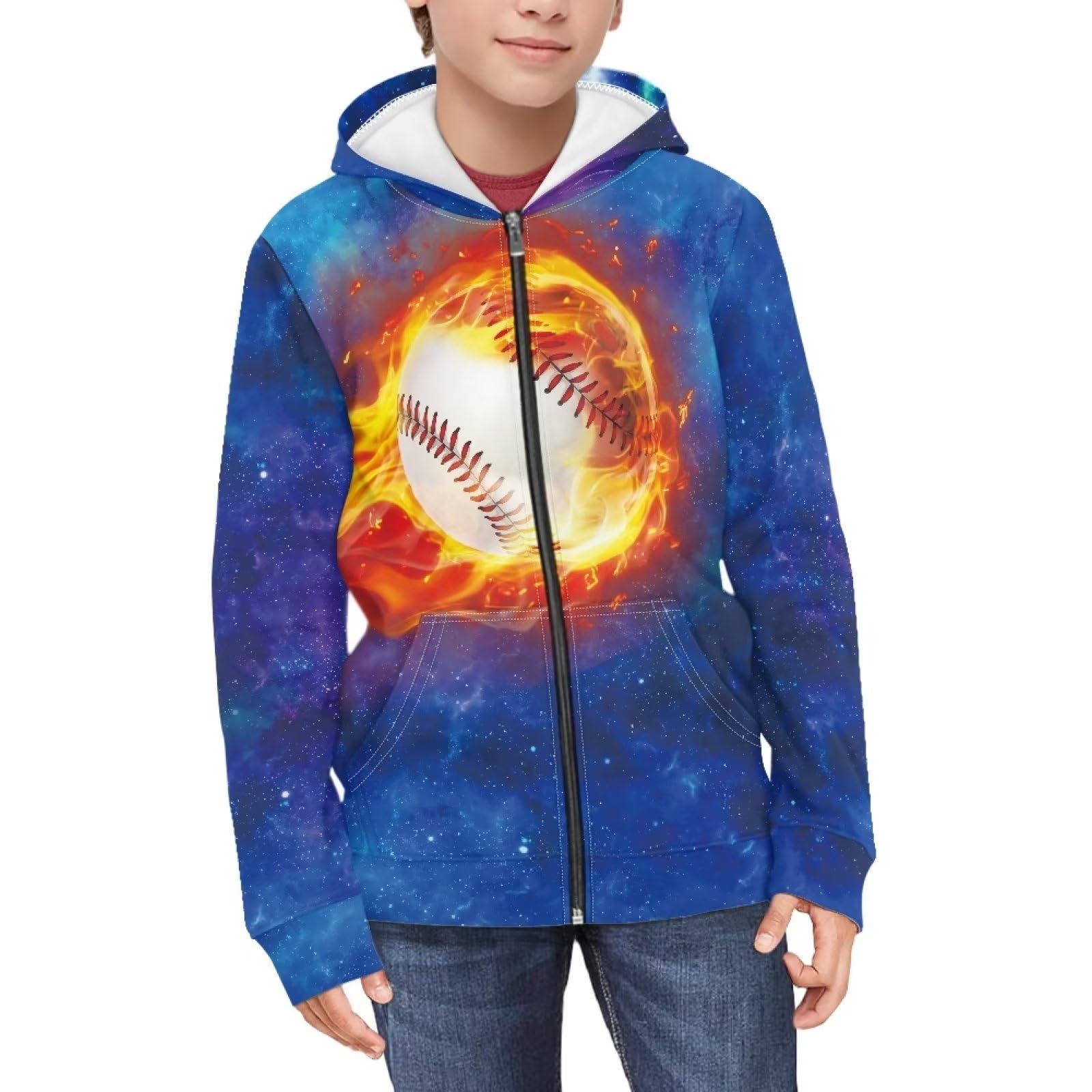 Coloranimal Unisex Girls Boys Long Sleeve Casual Hoodies &amp; Sweatshirts Tops Kids Zip Up Jacket Coat Age 6-16 Year