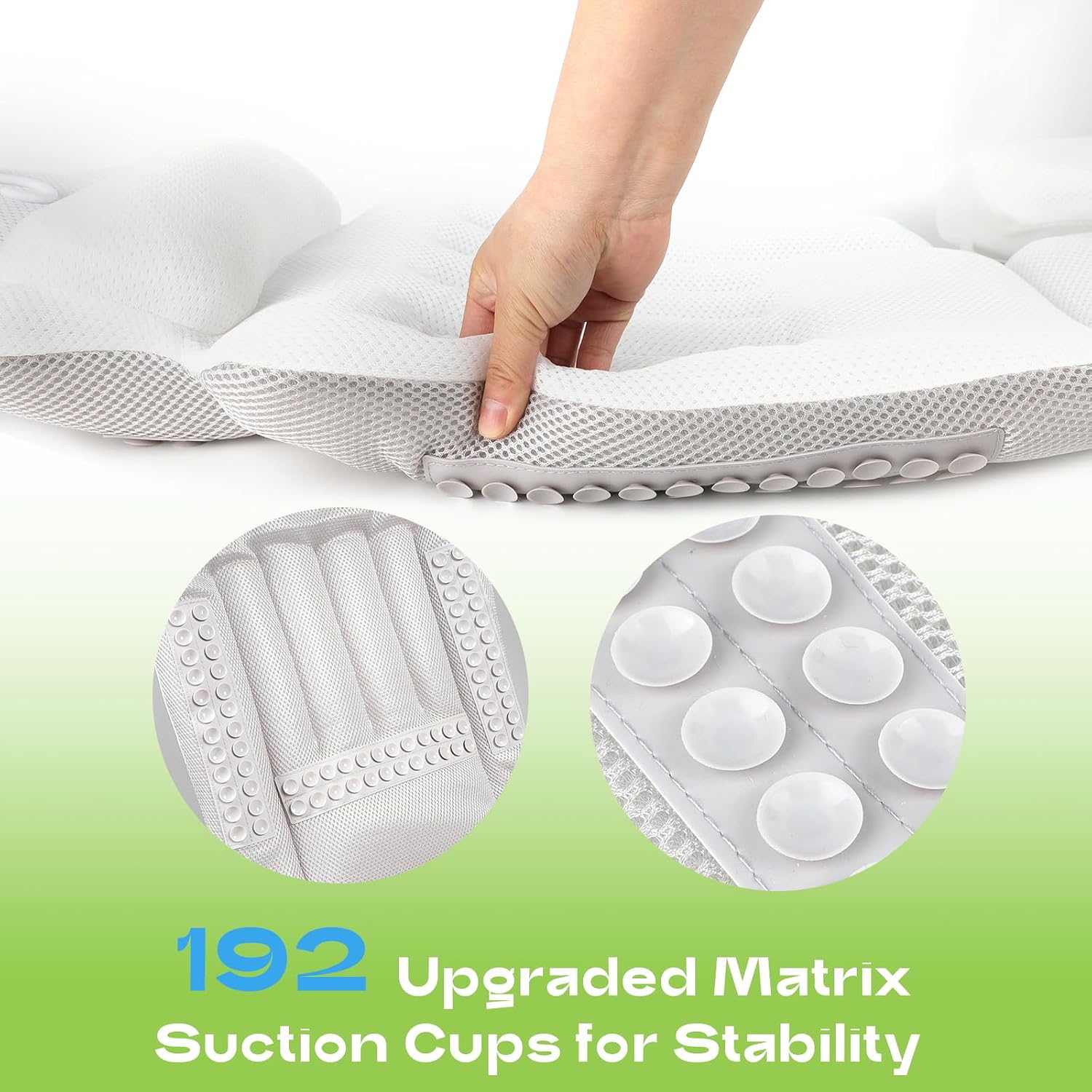 Luxury Full Body Bath Pillow for Tub - 4D Air Mesh Bathtub Cushion Mat with Extra Thick Neck, Back & Lumbar Support - Ergonomic Spa Pillow for Headrest & Shoulder Relief, Non-Slip, White