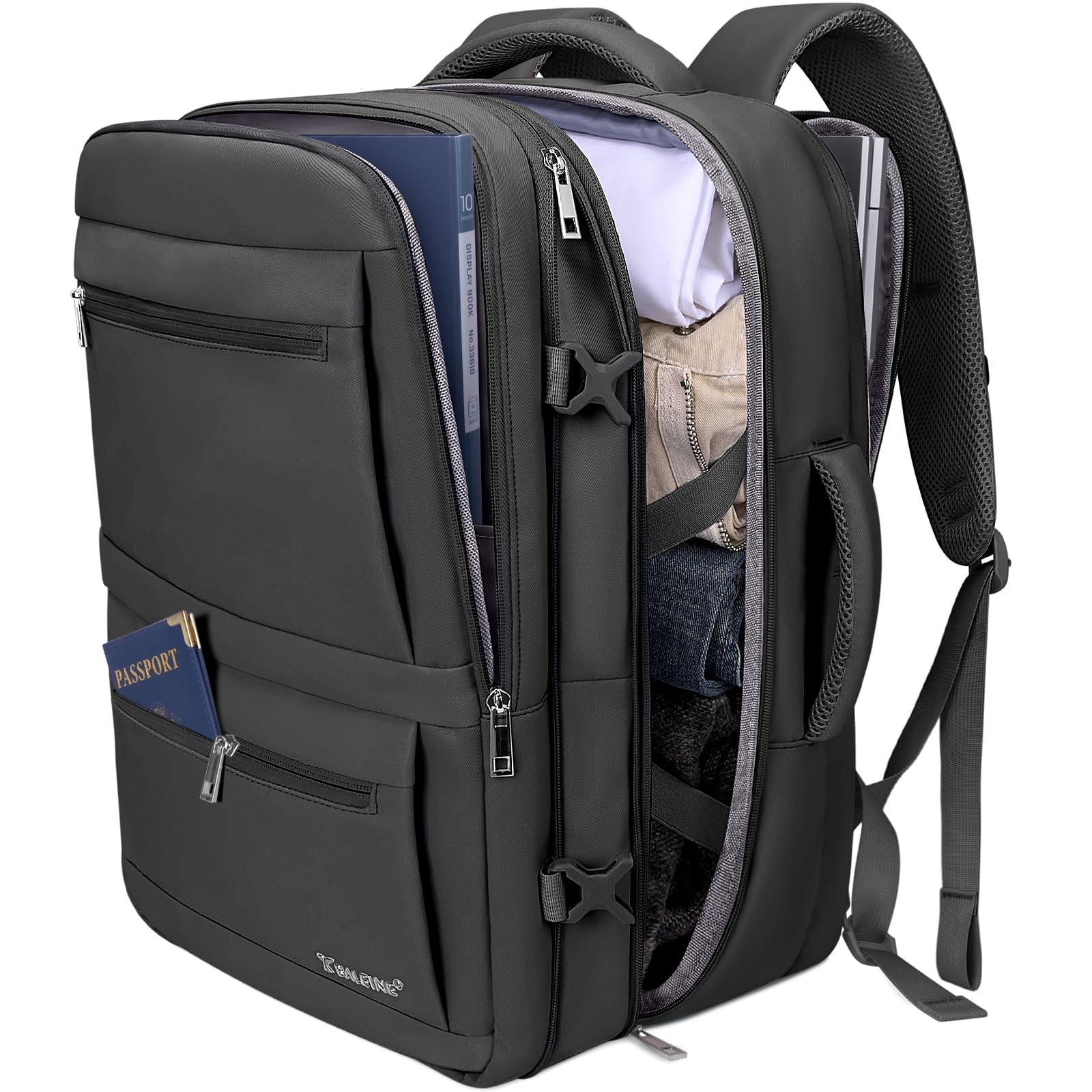 BALEINE Travel Backpack for Women Men, Large Sturdy Carry On Laptop Backpack Gifts for Business, Casual, Weekender, Hiking (XL, Black)