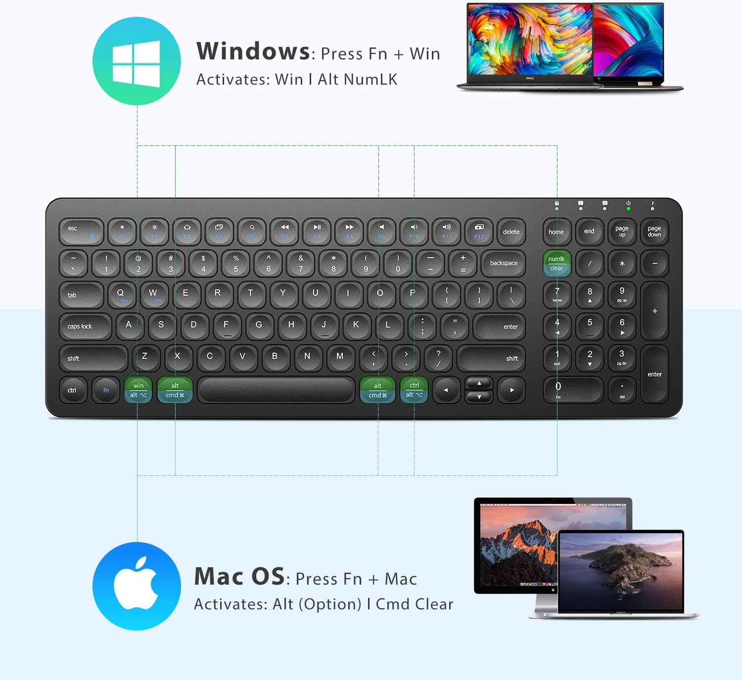 Uр Tо 40% оƒƒ Wireless Keyboard, iClever GKA2-01B Rechargeable 2.4G Full Size Slim Silent Computer Keyboard, Ergonomic Wireless Keyboard with Number Pad for Mac, Windows7/8/10, PC, Laptop, Desktop, iMac, Black