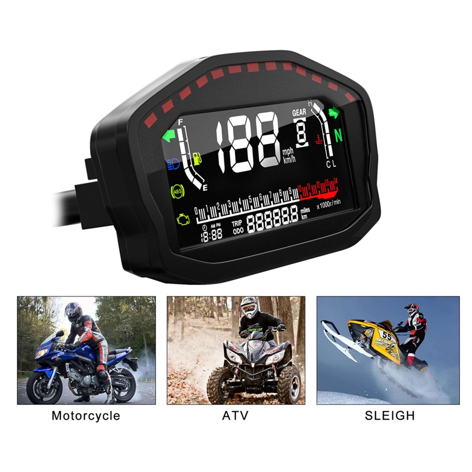 LCD GPS Tachimetro Contagiri Livello Carburante Temperatura Acqua Chilometraggio Display Multifunzione Moto Veicolo Con Allarme Misuratore per motociclette