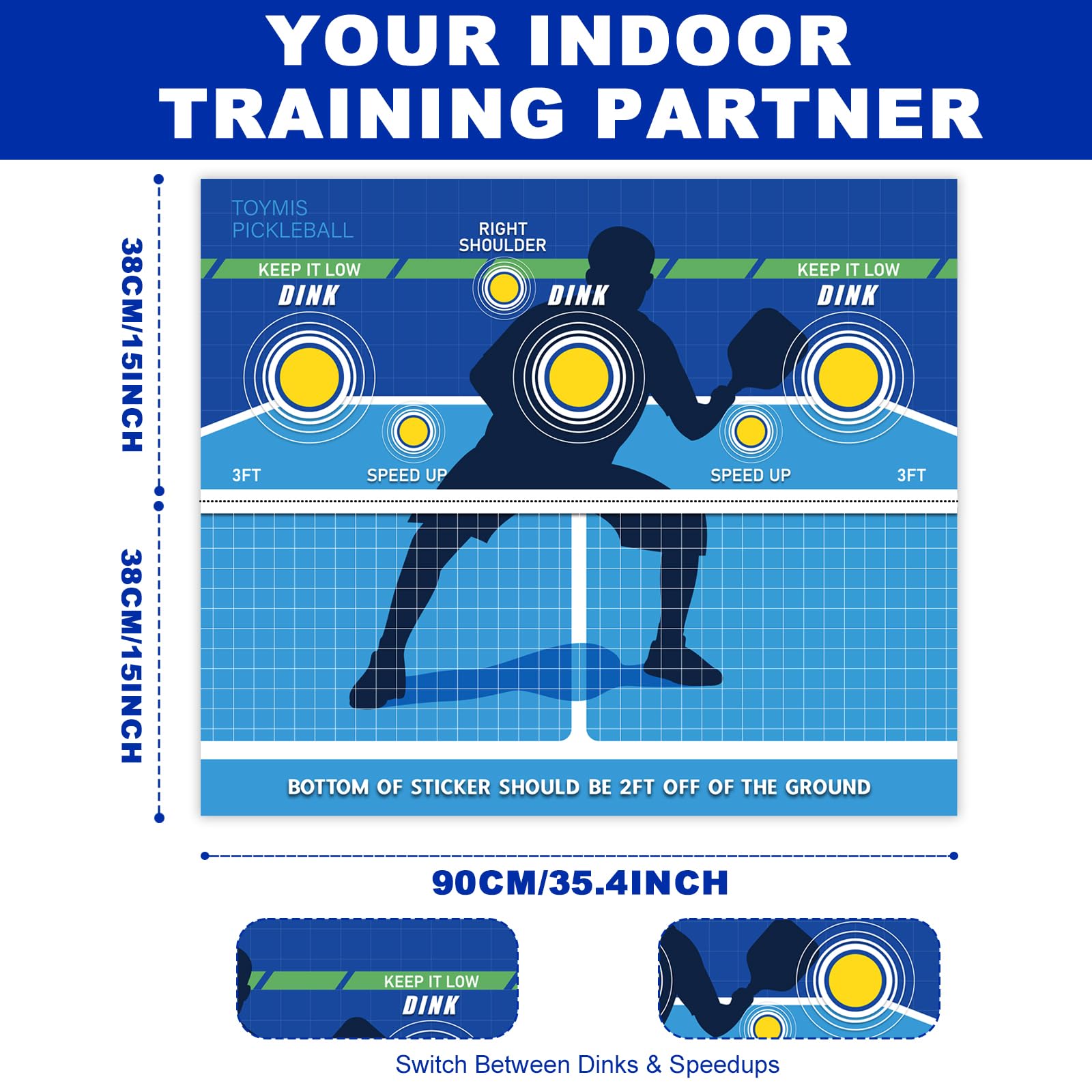 TOYMIS Pad per Pickleball Training, Portable Pad per Pickleball Pickleball Practice Poster da Parete Migliora Il Pickleball Dink Pad, Trasforma Qualsiasi Parete in Un Campo da Pickleball e Una Rete