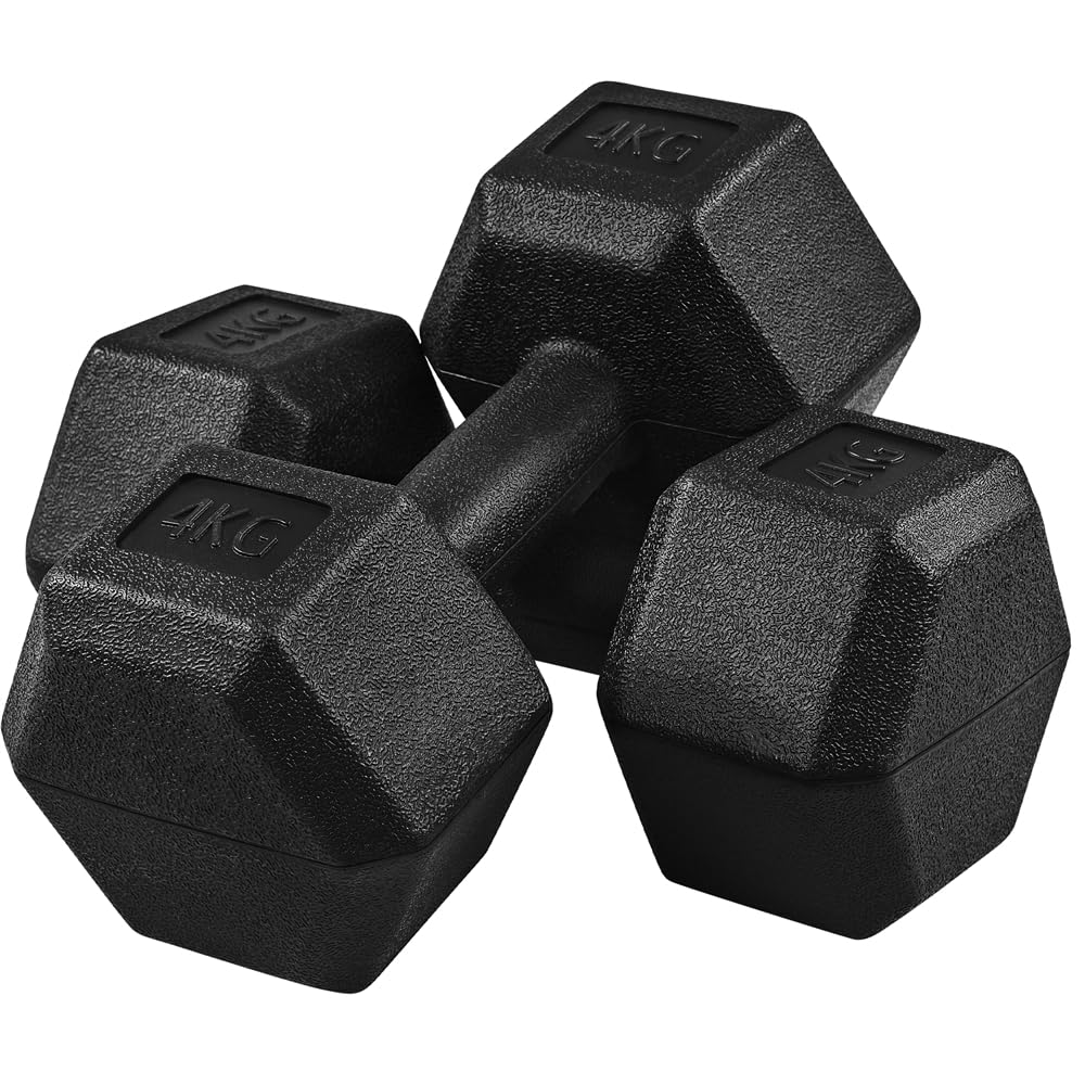 Manubri In Ghisa Esagonali - 2 X 17,5 Kg, Manico Zigrinato - Per Allenamento Casa E Palestra