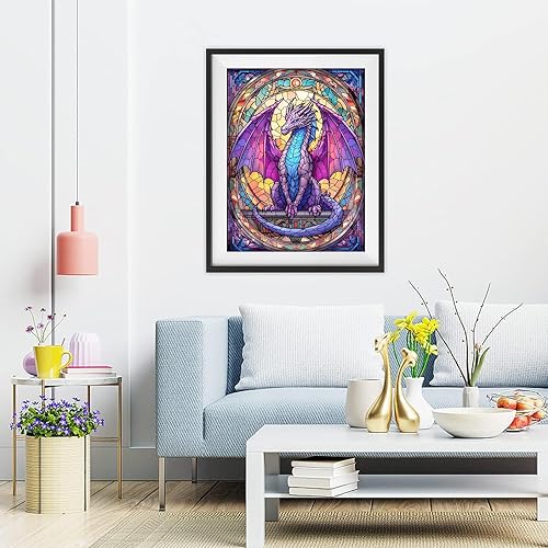 Miniatura 3 de croshom Kits de arte de gemas de dragón para adultos, kits de pintura de diamantes para idea de regalo y decoración de pared, 12 x 16 pulgadas