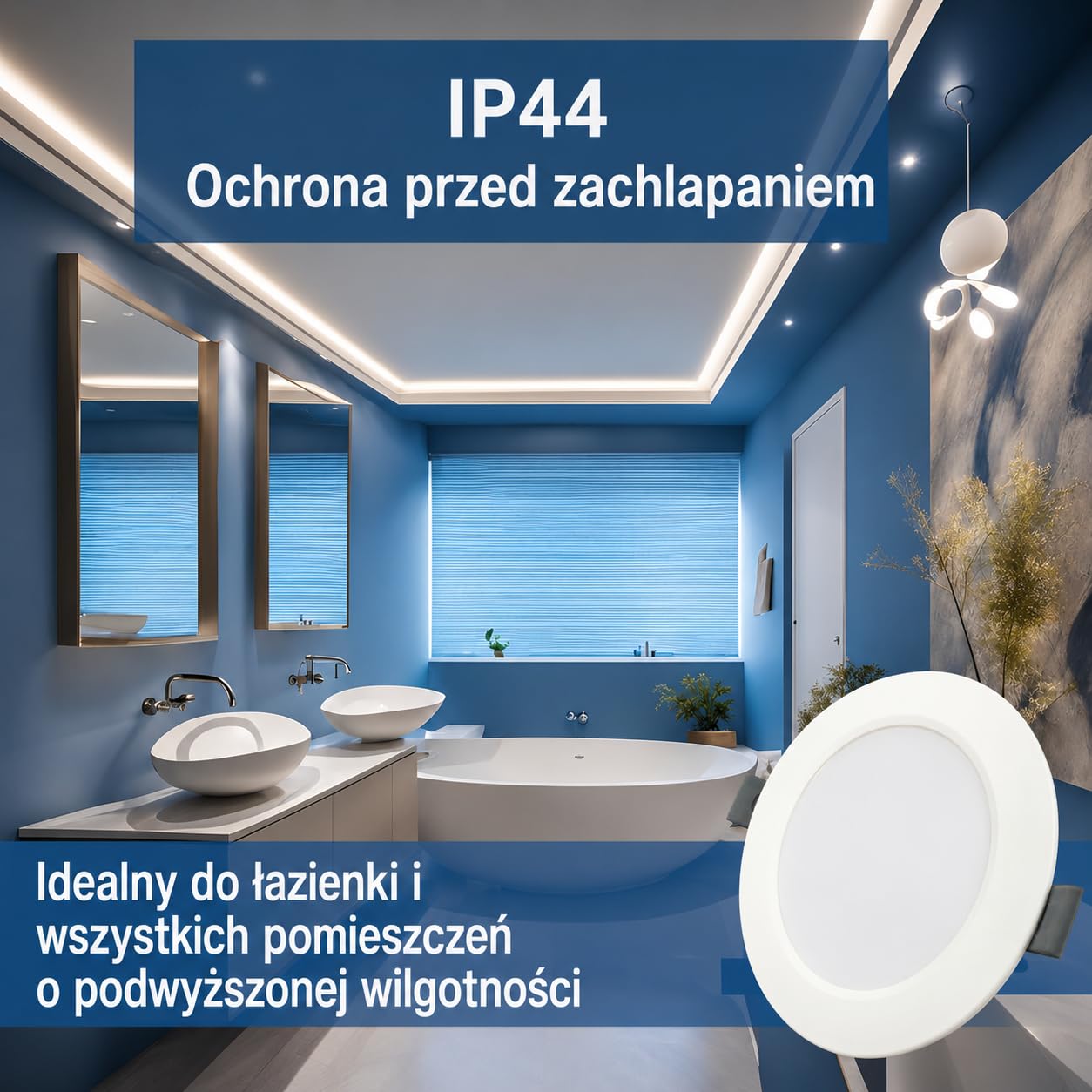 Sigmaled Lighting 6x Oprawa LED wpuszczana 18W 1850lm, IP44 do wnętrz i na zewnątrz pod zadaszeniem, 3000K 4000K 6000K, ultra cienka do karton-gipsu, otwór Ø187-210 mm, 220-230V