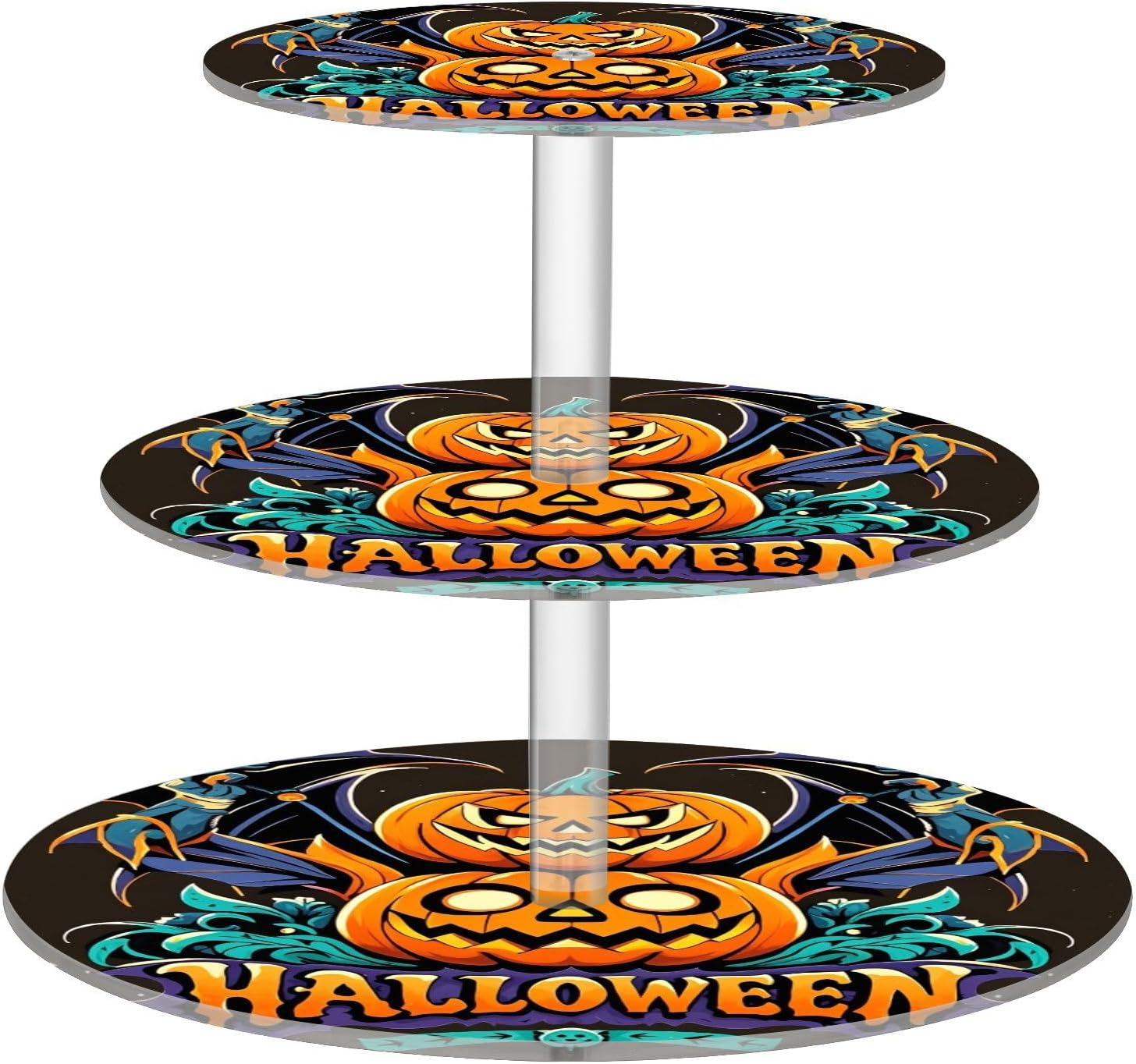 Pumpkin Demon 3 Tier Acrylic Cupcake Stand, Cupcake Stand for 34 Cupcakes for Weddings,Christmas,Holidays,Parties,Birthday,Printed Cupcake Tower 23300736