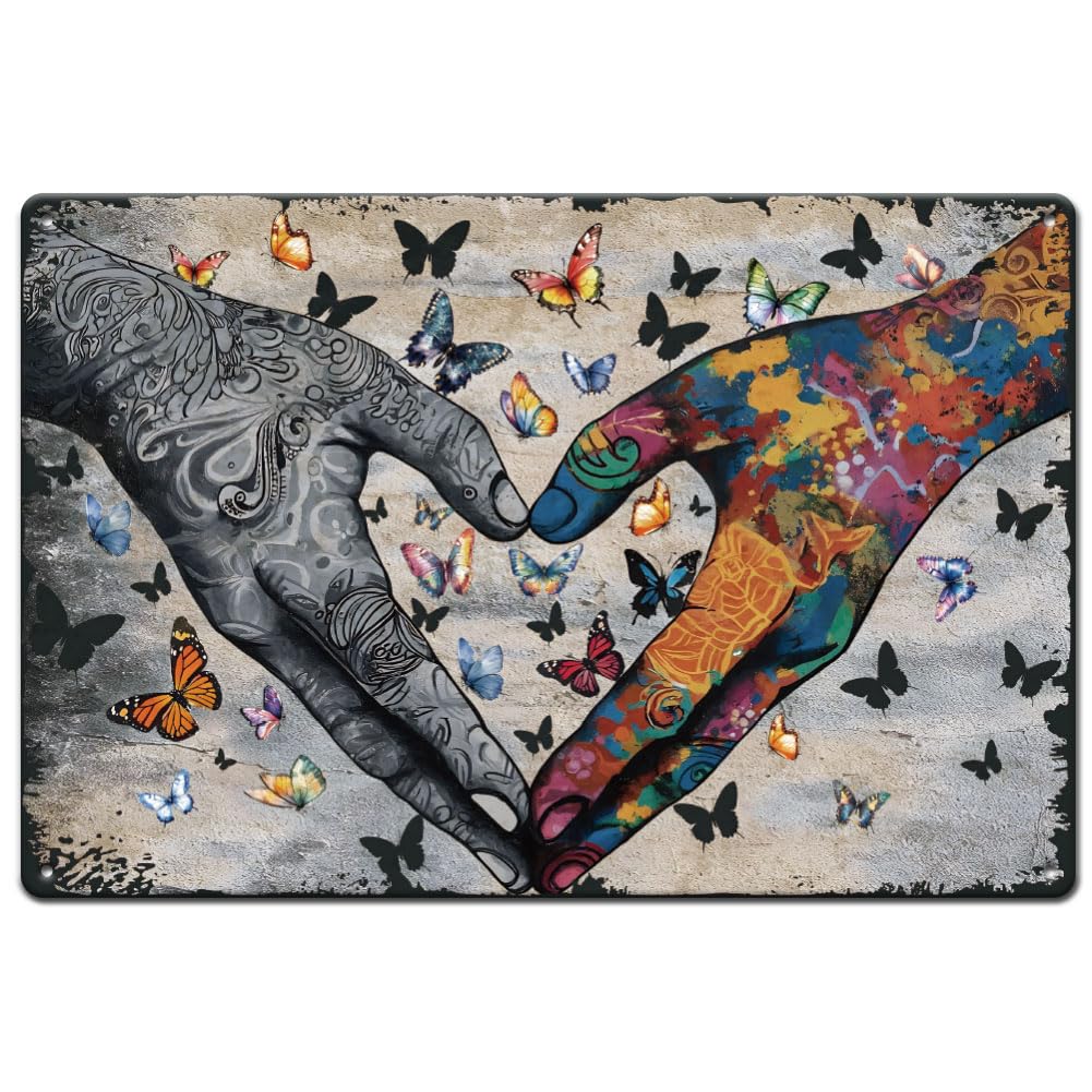 SUPERDANT Metal Signs Love Hand Tin Signs Whimsical Wall Art Plaques Graffiti Metal Sign Painting Living Room Bedroom Bar Garages Restaurant Home Decorative Gifts Wall Decor 30x20cm