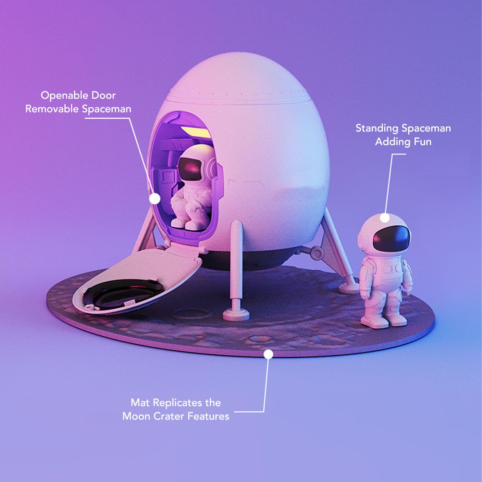 Pongnas Lampa Projekcyjna Moon Lander z Głośnikiem i Pilotem, Lampka