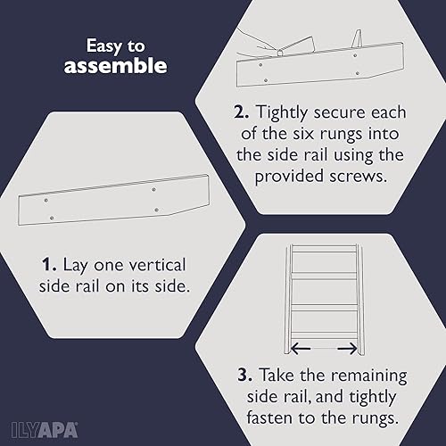Miniatura 7 de Ilyapa Escalera para manta para la sala de estar, escalera decorativa rústica con construcción plegable, fácil almacenamiento, madera envejecida