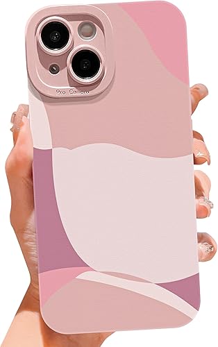 YKCZL Funda compatible con iPhone 15 de 6.1 pulgadas, bonito patrón de corazón pintado con diseño de corazón, protector completo de lente de cámara,