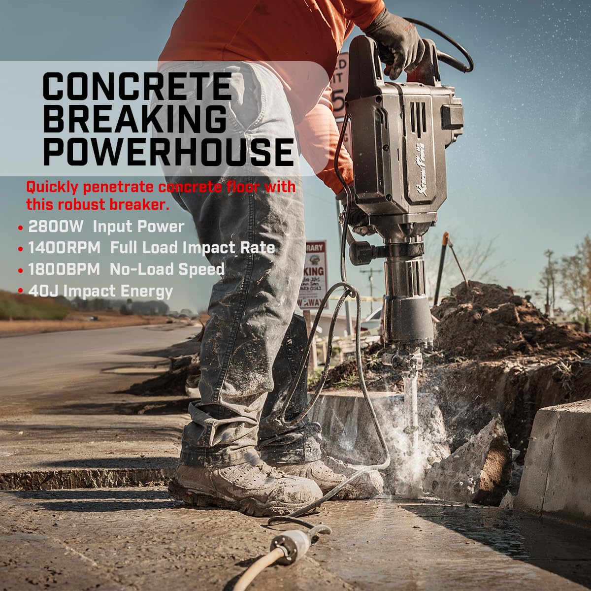 XtremepowerUS Demolition Jack Hammer - Concrete Breaker -2