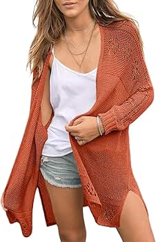 Misassy Womens Open Front Knit Sheer Cardigans Summer Boho