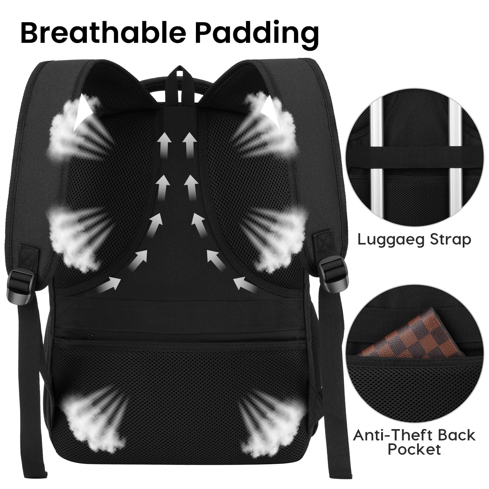 Rucksack Herren Damen, Schulrucksack Jungen Teenager, TSA Wasserdicht Arbeit 17.3 Zoll Laptop Rucksack mit USB Ladeanschluss, Reisen Wandern Backpack mit Anti Diebstahl Tasche, Grau Daypack, 25-40 L