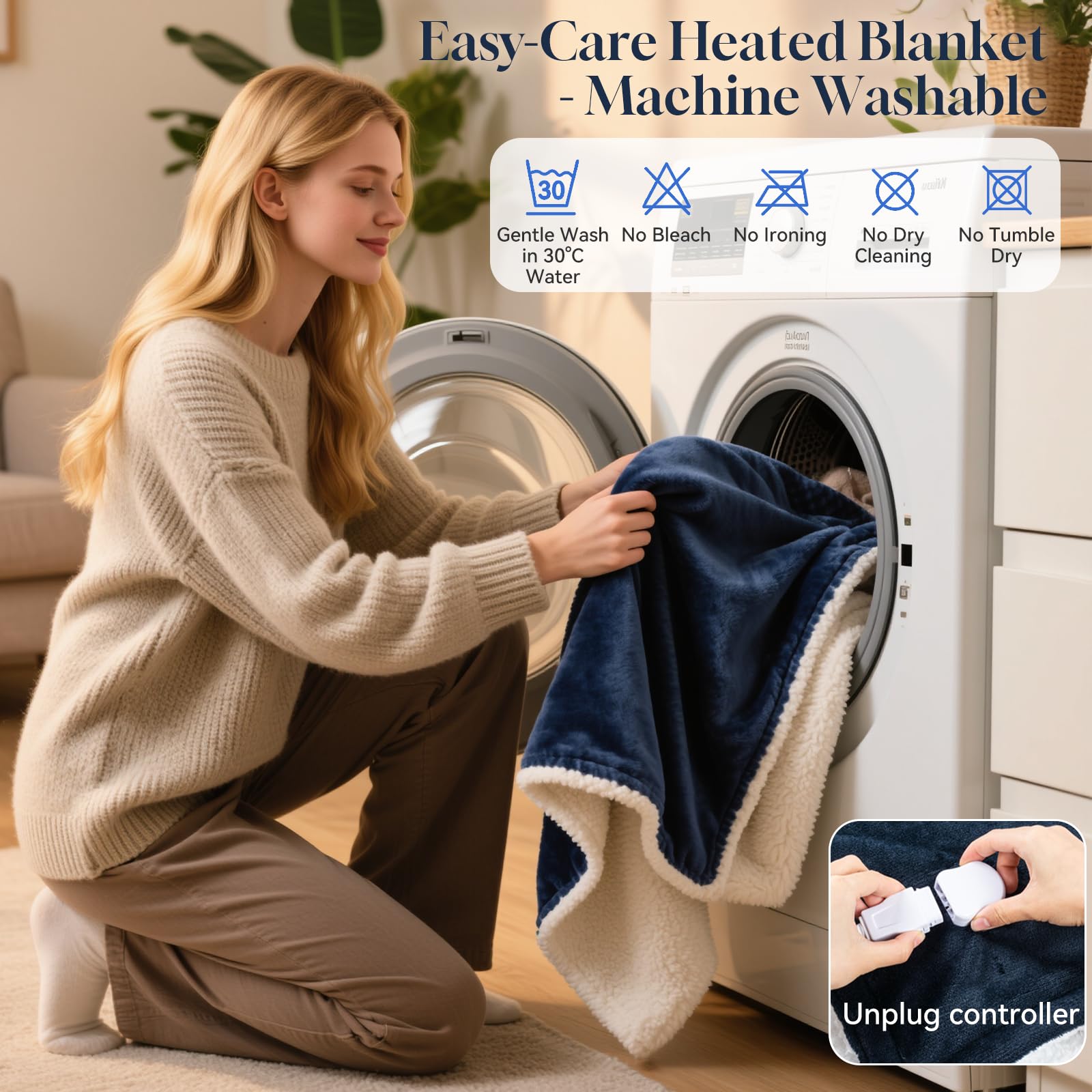 Coperta Termica 130x160cm Coperta Elettrica con Spegnimento Automatico, 9 Livelli di Riscaldamento e 10 Timer, Flanella Coperta Riscaldante Elettrica per Casa & Uffici, Lavabile in Lavatrice