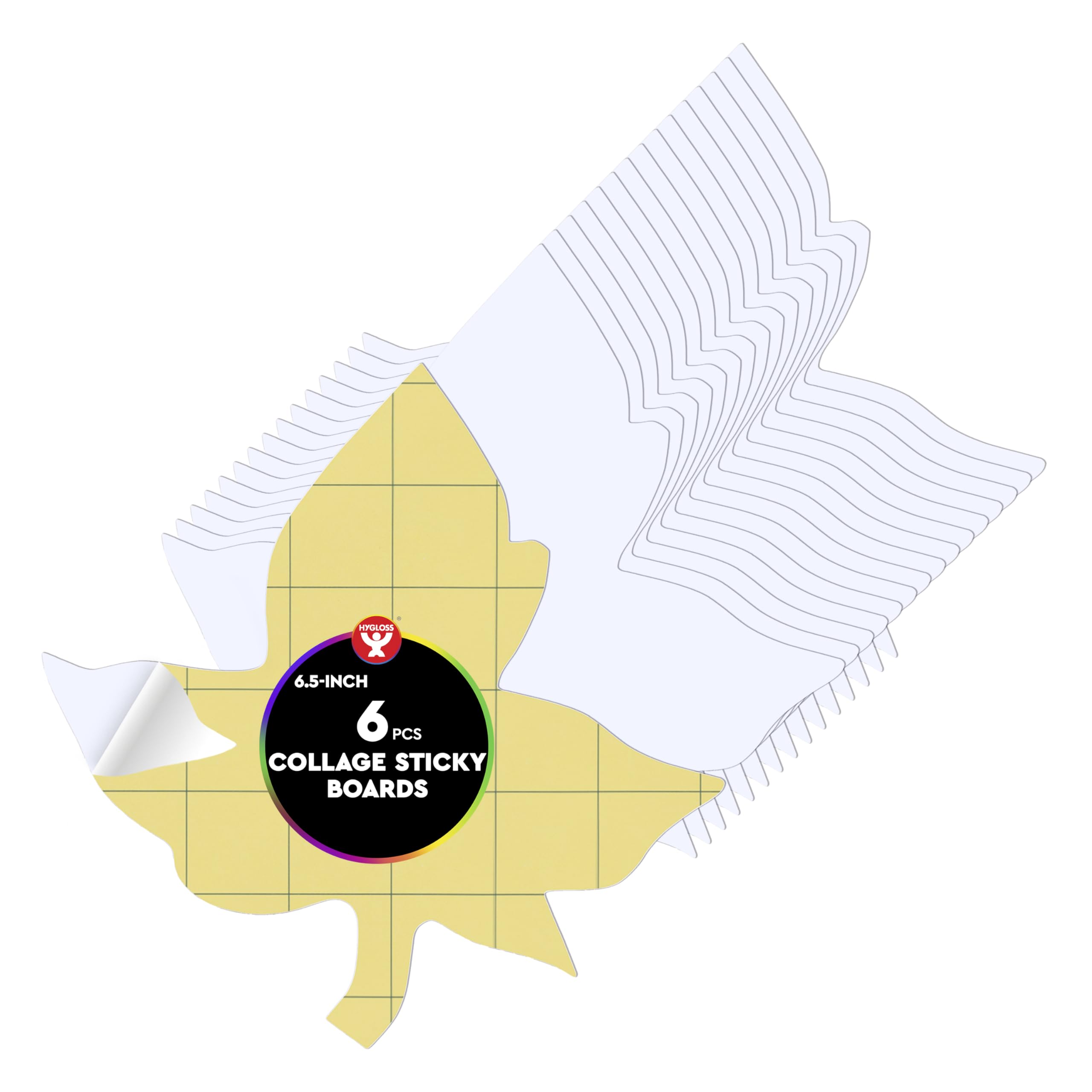 Hygloss Sticky Leaves Craft Boards - 6 Pack 6.5-Inch Self Stick Collage Boards for Kids - Peel &amp; Stick Mounting Boards for Art Projects, School Crafts, Classrooms, and DIY Displays