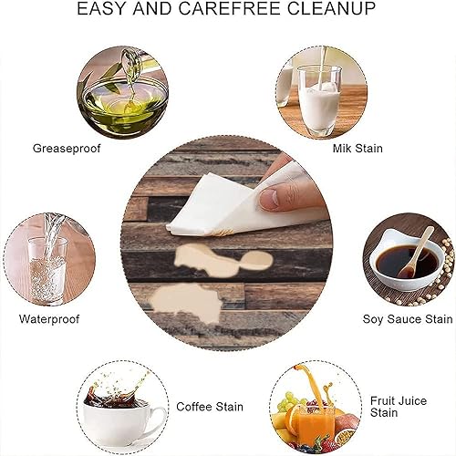 Miniatura 4 de SCGOLD Mantel cuadrado de poliéster con textura de grano de madera, lavable a prueba de derrames, para decoración de mesa de cocina, comedor, apto