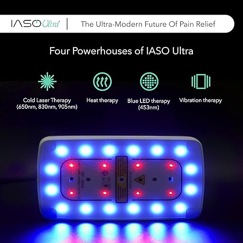 Miniatura 3 de IASO ULTRA Terapia láser fría para aliviar el dolor y recuperación deportiva para espalda hombros piernas láseres fríos triples LED azul calor y