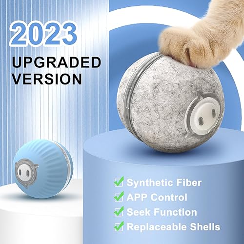 Miniatura 2 de Juguete interactivo inteligente para gatos, bolas móviles con control de aplicación, 3 modos de bola rodante activa con carcasa reemplazable, bola