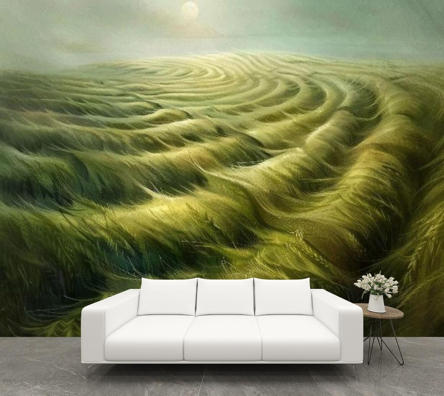 TMG157ZFNB Muted Palette Wheatfield Moon Fluid Puzzle Print