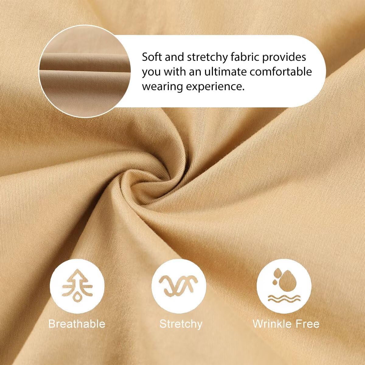 Mens Cargo Shorts Casual Waist Elastic Drawstring Outdoor Golf Shorts with 6 Pockets - Image 4