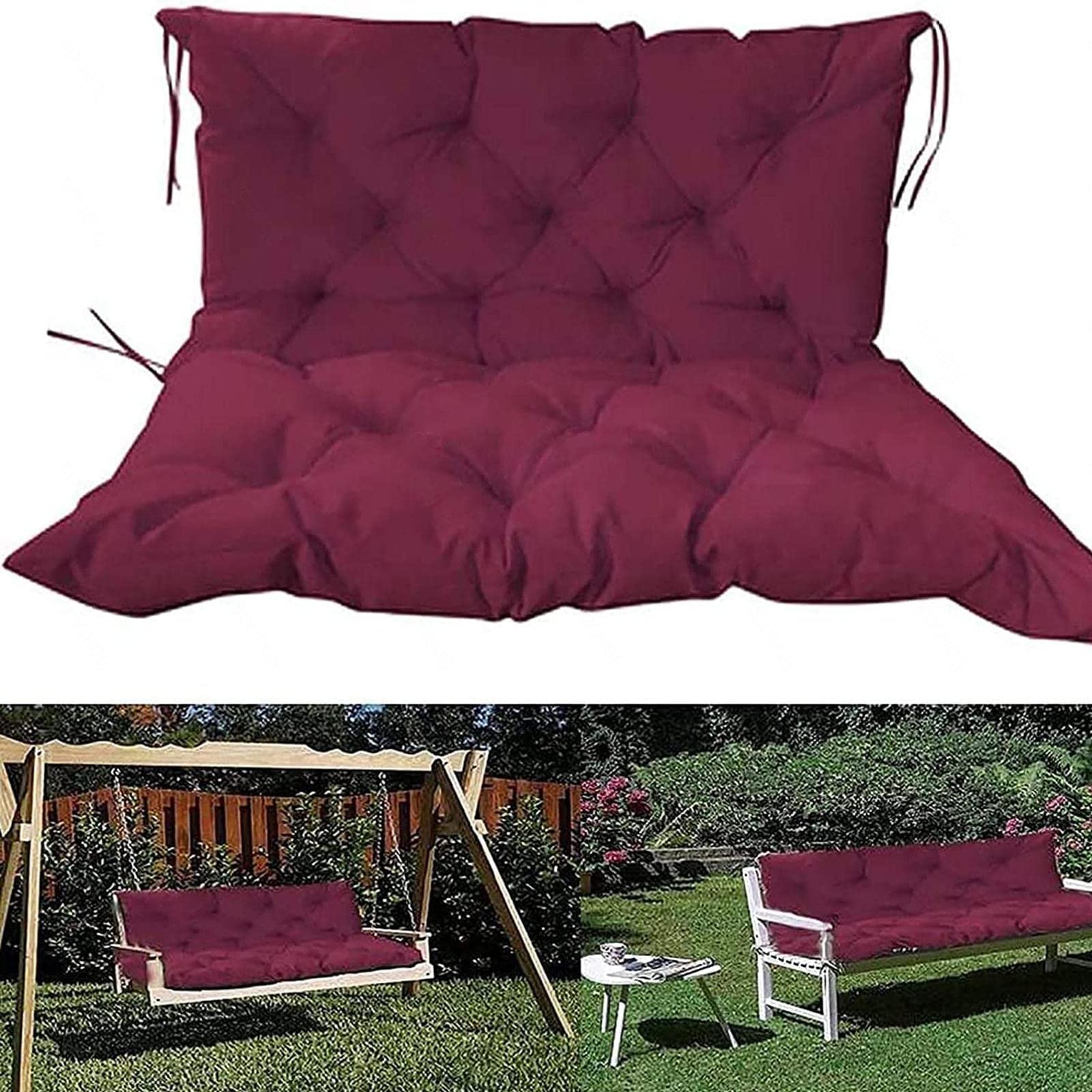 Coussins de balançoire de jardin 2 ou 3 places en tissu rouge avec dossier