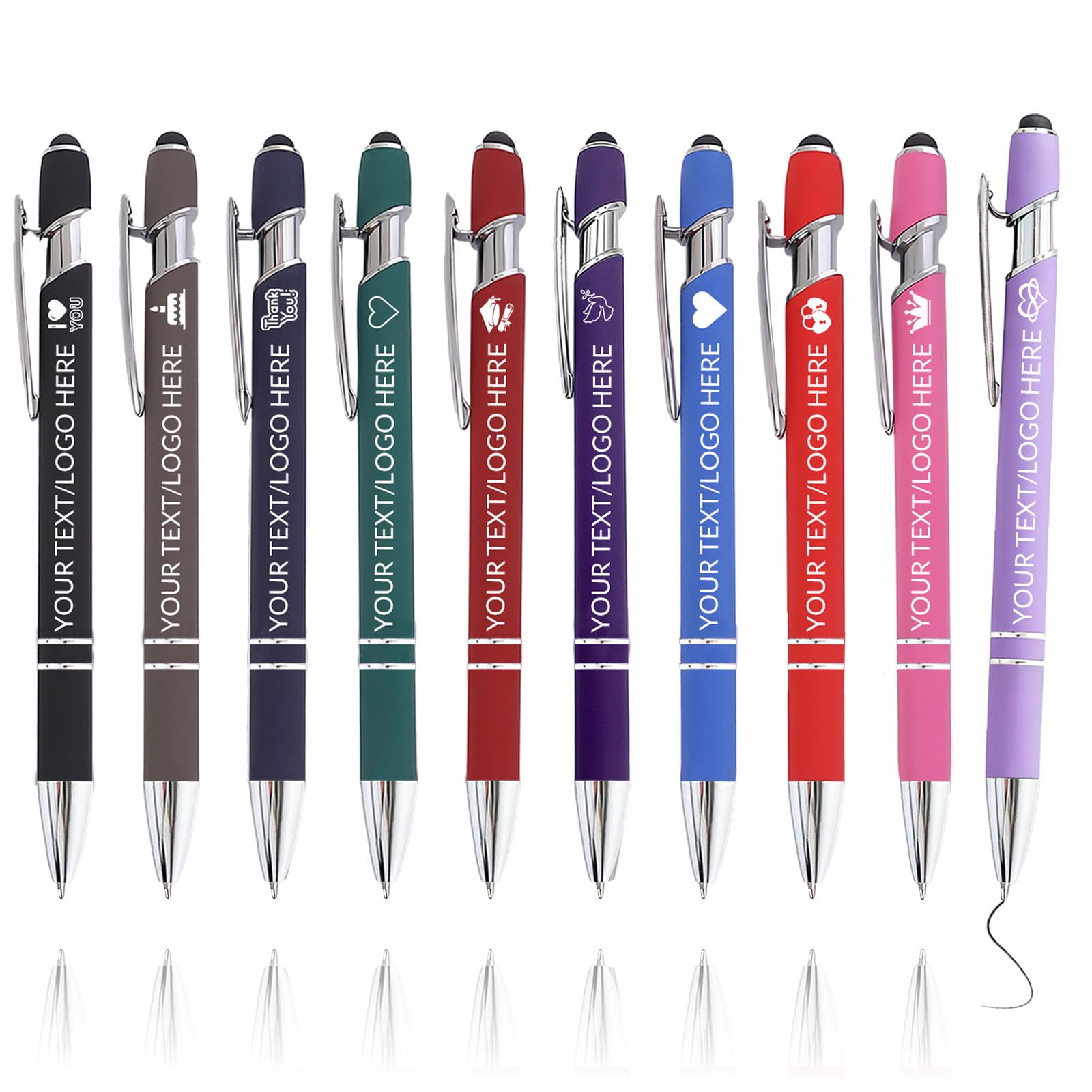 ZEXUPER Personalised Pens Custom Black Ink Ballpoint Pens with Stylus Tip Bulk 1–1000 PCS Engraved With Custom Names & Business Logo, Ideal for Marketing Activities, Parties & Gifts