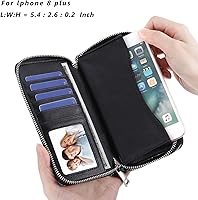 Vista 2 de HAWEE - Cartera para teléfono celular, con dos cierres y correa larga extraíble para la muñeca, para mujer