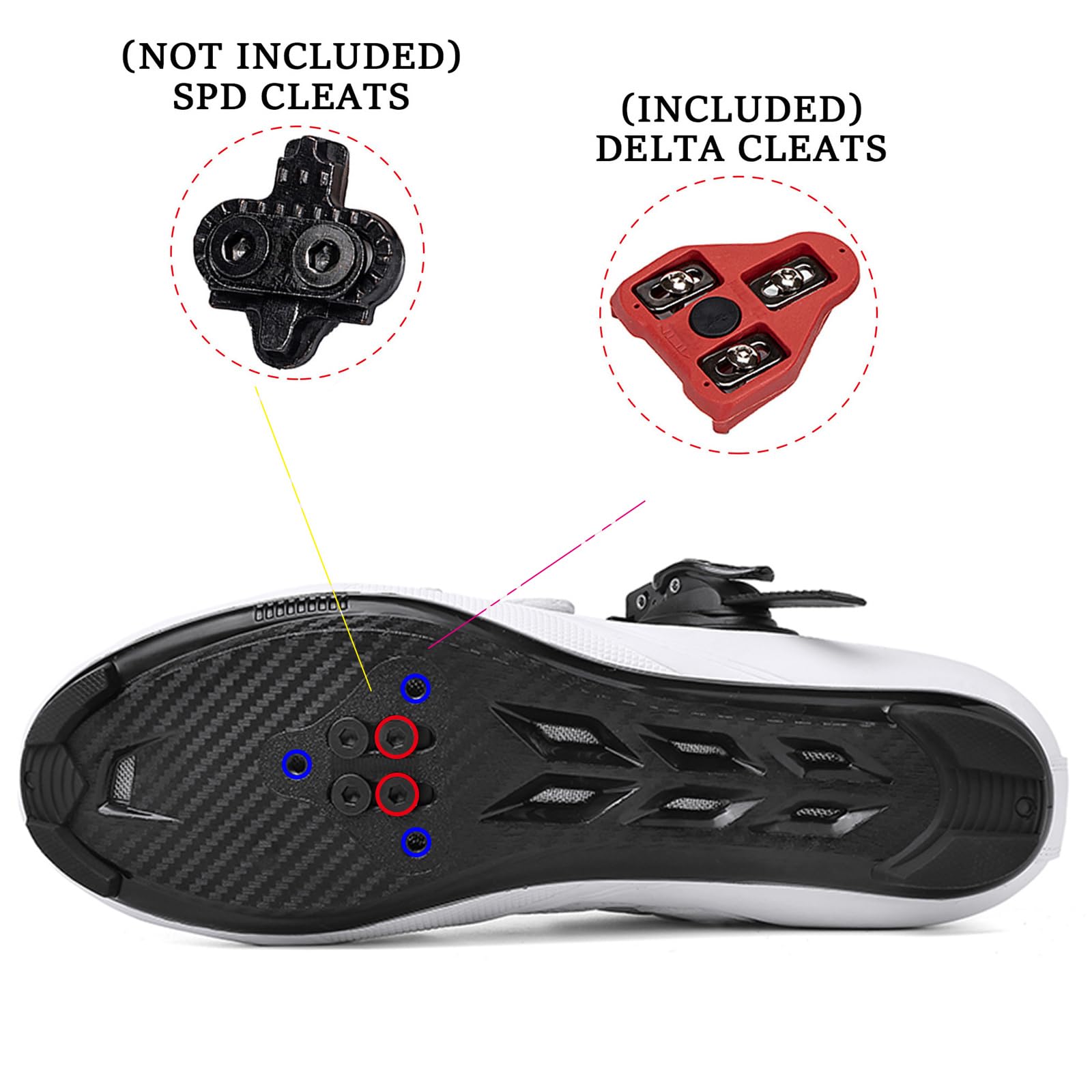 JiuQing Męskie buty rowerowe kompatybilne z butami na rower szosowy Peloton Bike SPD Delta Cleats