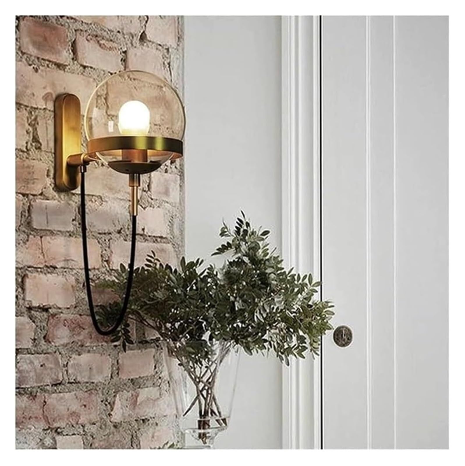 Lampa ścienna wewnętrzna, nowoczesna lampa ścienna z metalu ze szklanymi kulkami w stylu retro, industrialnym, do sypialni, jadalni, salonu, dekoracji na zewnątrz