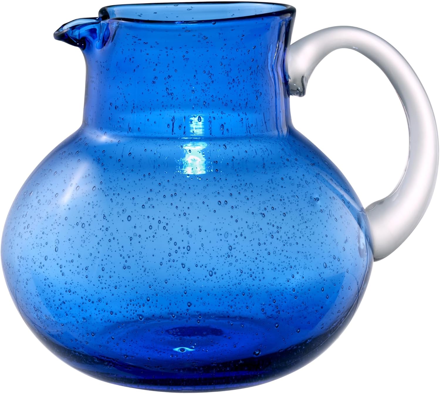 Artland Iris 90 Oz Handblown Glass Pitcher - Bubble Shape, Lead-Free - Versatile Drink Dispenser for Water, Juice, Cocktails - Enhanced Kitchen Decor, Dishwasher Safe (Cobalt Blue)