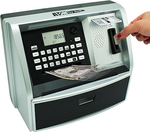 Miniatura 7 de Alcancía de cajero automático para niños, banco de dinero electrónico con contador de monedas, tarjeta y contraseña, mini cajero automático regalo