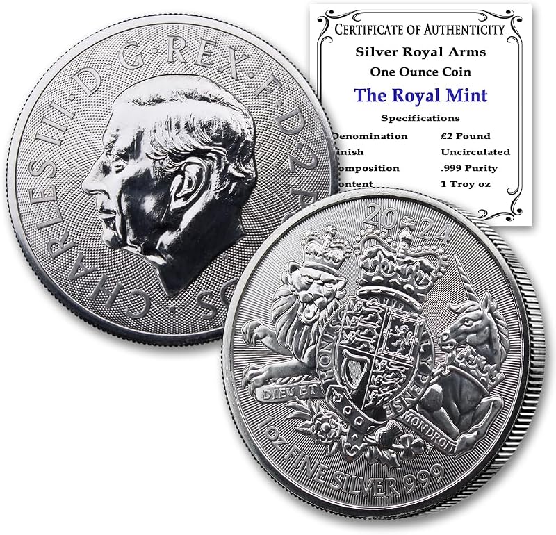 2024-1 oz Silver British Royal Arms Coin £2 Seller BU | Brilliant Uncirculated with Certificates of Authenticity