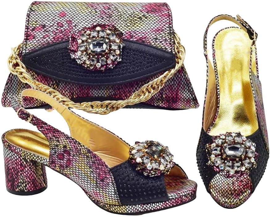 Womens Nigerian Italian Shoes Bags Crystal Embellished Party Coordination