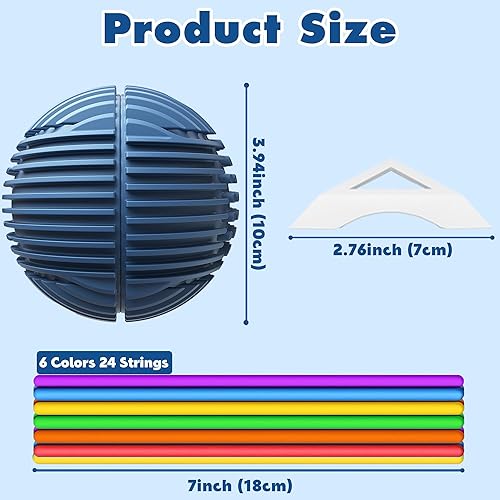 Miniatura 6 de Bola de actividad sensorial para niños y adultos, juguete sensorial con 24 cuerdas y soporte de exhibición, juguetes sensoriales para autismo para