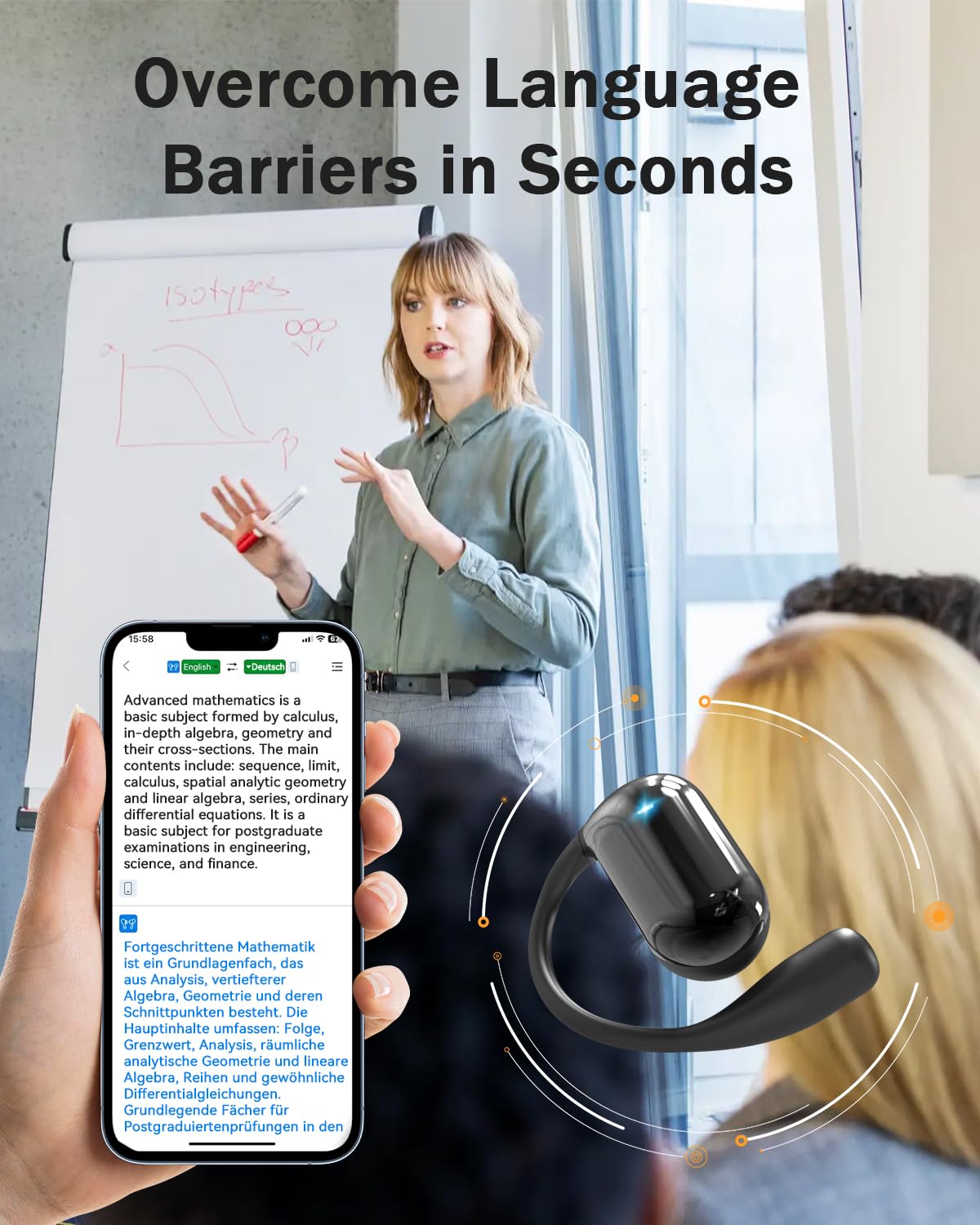 Auricolari Traduzione XP6 AI - 135 Lingue In Tempo Reale, Bluetooth 5.4, Con App