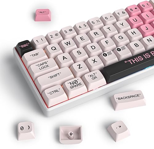 Miniatura 7 de Fogruaden PBT - Teclas de plástico rosa para sublimación de tinte, perfil XDA, juego de teclas de 144 teclas para interruptores Cherry Gateron MX