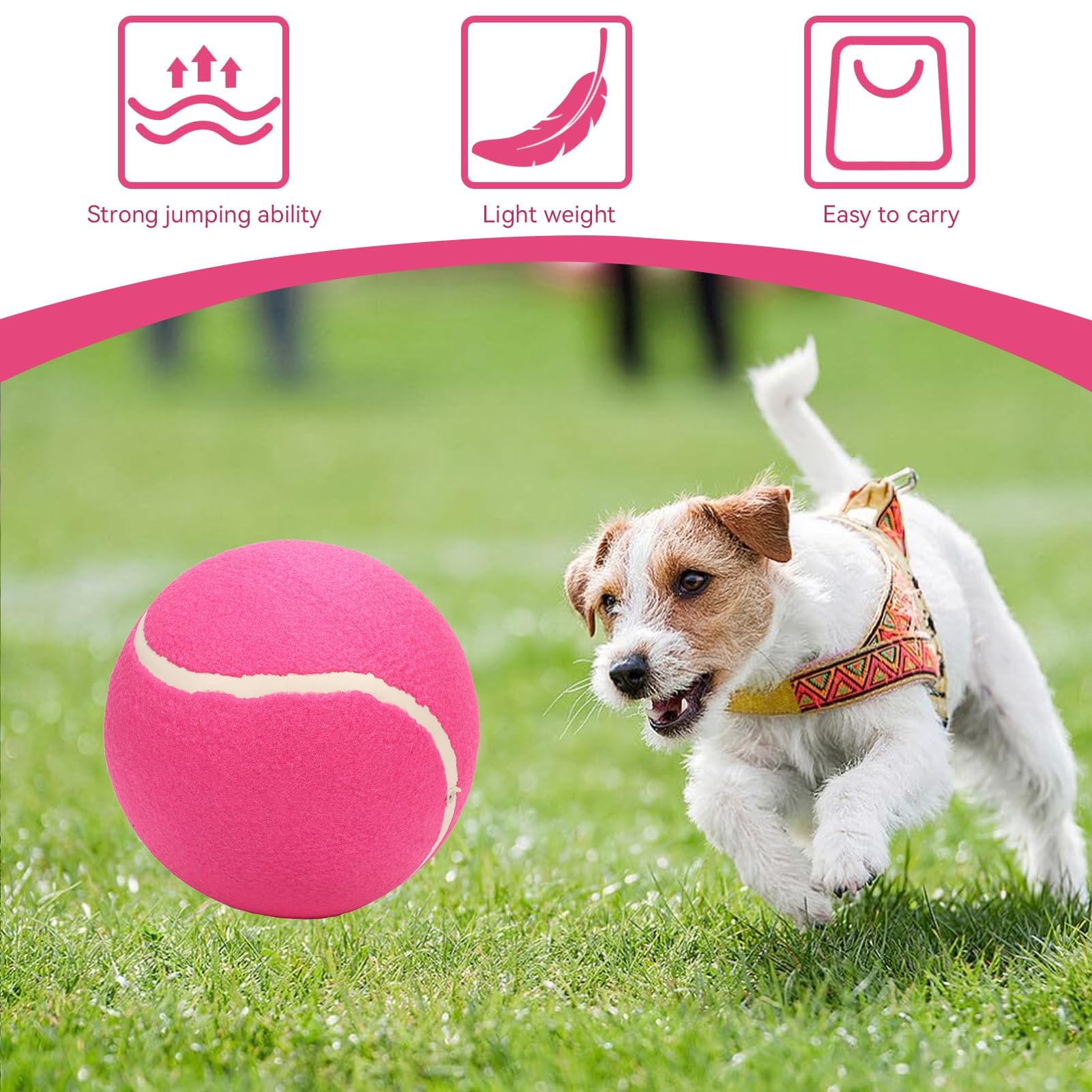 HERCHR Palla da Tennis Grande, 8 pollici Palline da Tennis Giganti Gonfiabili Palla per Cani Jumbo Palline da Tennis Giganti Giocattolo da Masticare per Animali Domestici(Rosa)