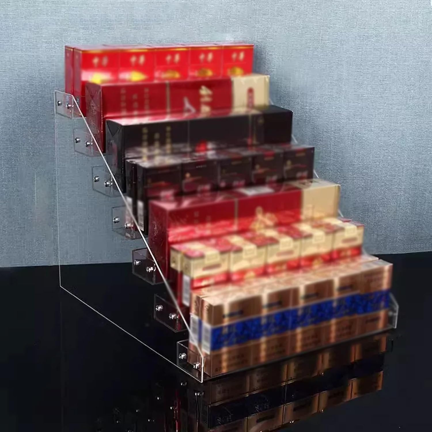 Retail Acrylic Cabinet Storage rack, Transparent Desktop Cigarette Display Case, Cigarette Case Holder, Supermarkets Cigarettes Display Rack, Beverages, snacks, candies, etc. can be placed.(Size:2 lay