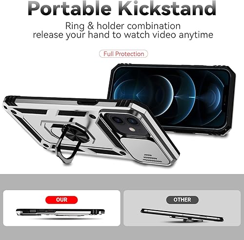 Miniatura 7 de Funda para iPhone 12 Mini con cubierta para lente de cámara, protector de pantalla HD, doble capa de protección contra caídas de grado militar,