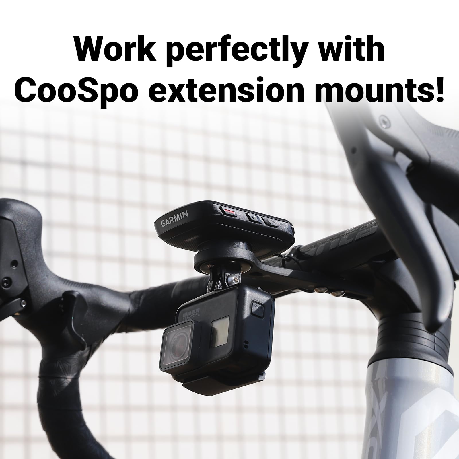 CooSpo Uchwyt do komputera rowerowego, szybkie mocowanie do Garmin, Wahoo, Bryton, komputer rowerowy, zewnętrzny komputer rowerowy z przodu, rozszerzony uchwyt