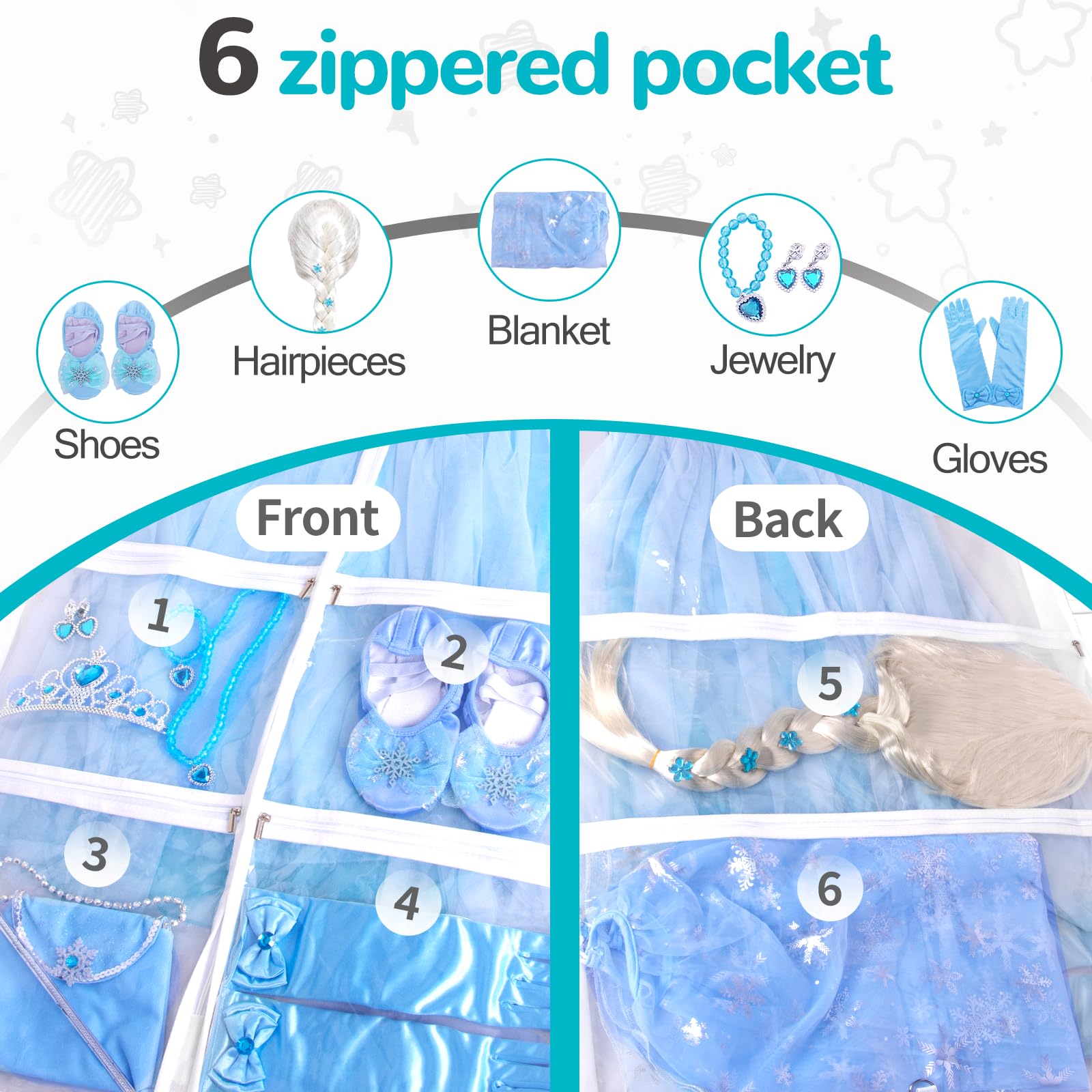 40 Inch Dance Garment Bag With 6 Clear Pockets - 3 Pack, PVC, For Competition & Travel - View #5
