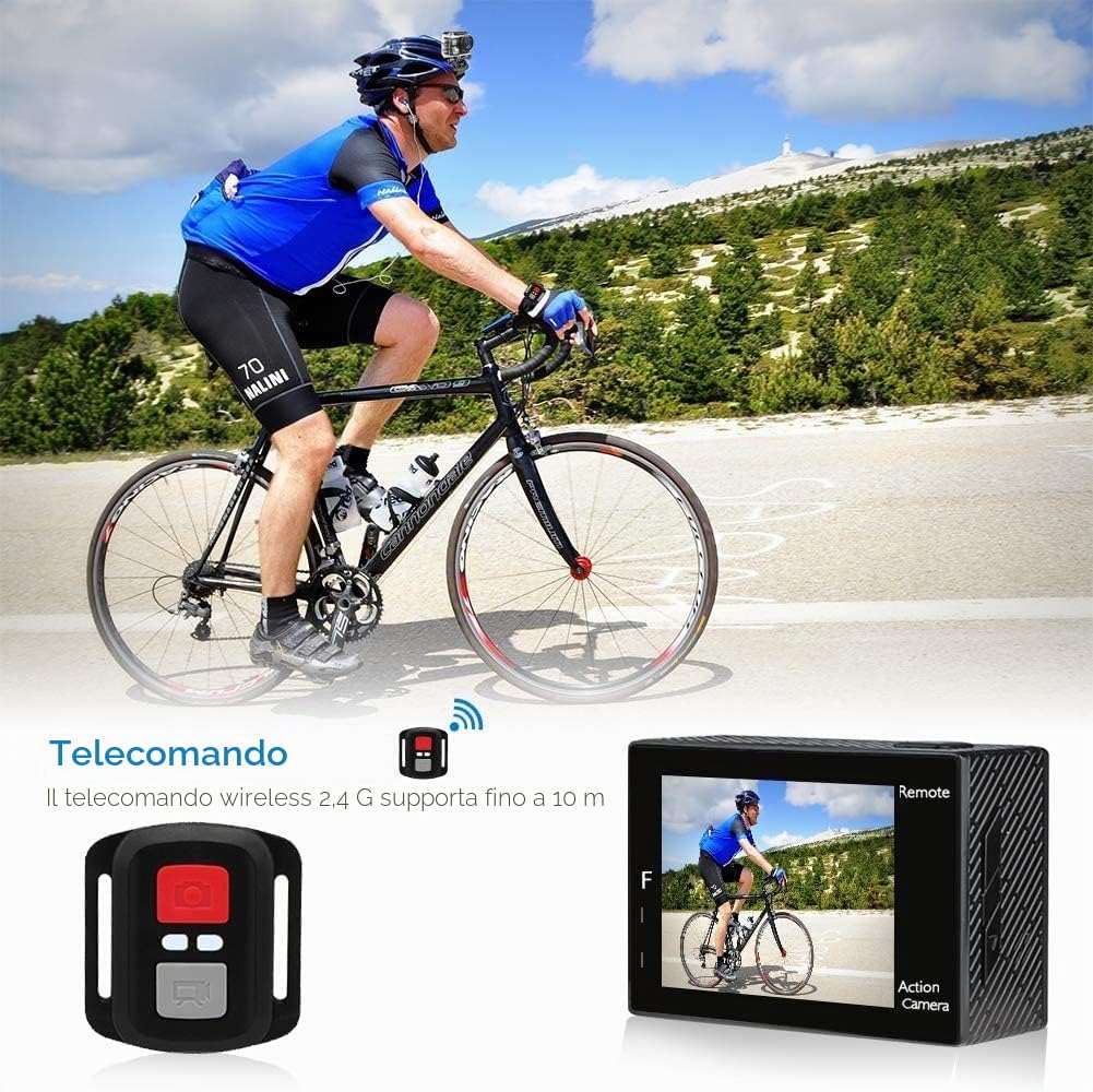 AKASO Brave 4 4K30fps 20MP Action CamFotocamera Subacquea 20MP WIFI Telecomando Ultra HD con Action Cam Stabilizzata EIS 30M Videocamera Subacquea Impermeabile con 5xZoom