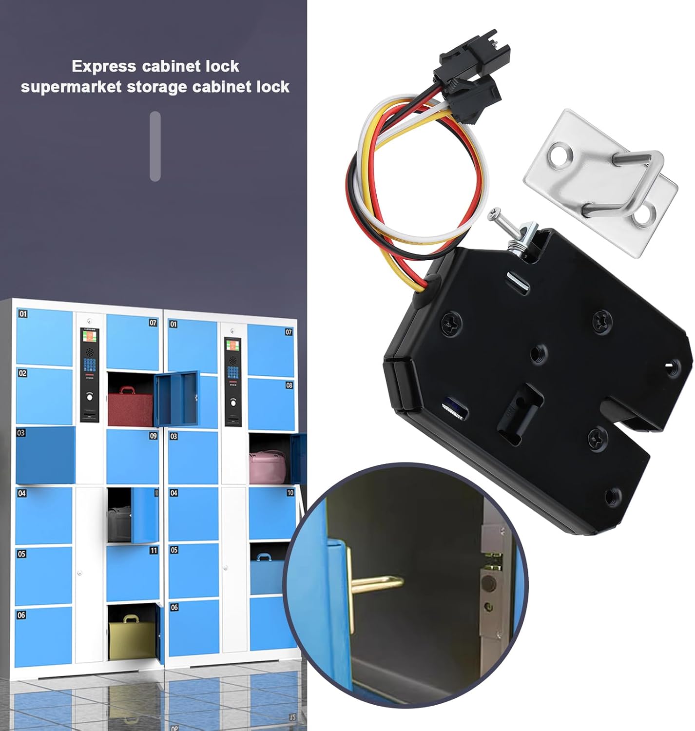 2set Electric Control Locks with Detection Switch, 25.5mm Lock Hook, Carbon Steel, Black, for Door Access Control System, Small Cabinet Lock