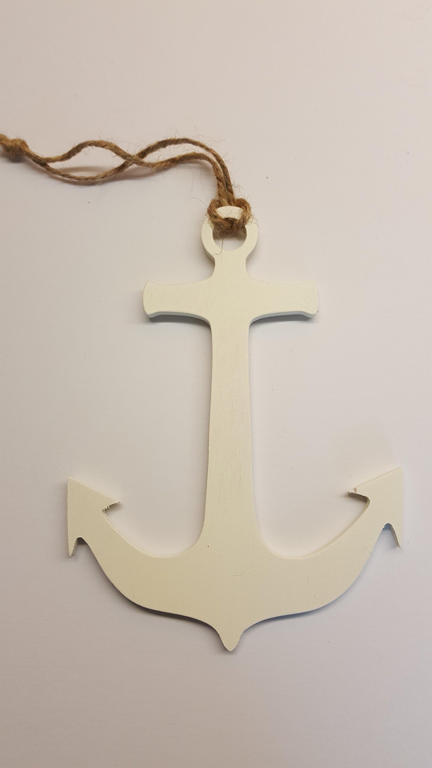 Cream wooden hanging anchor , Nautical seaside decoration