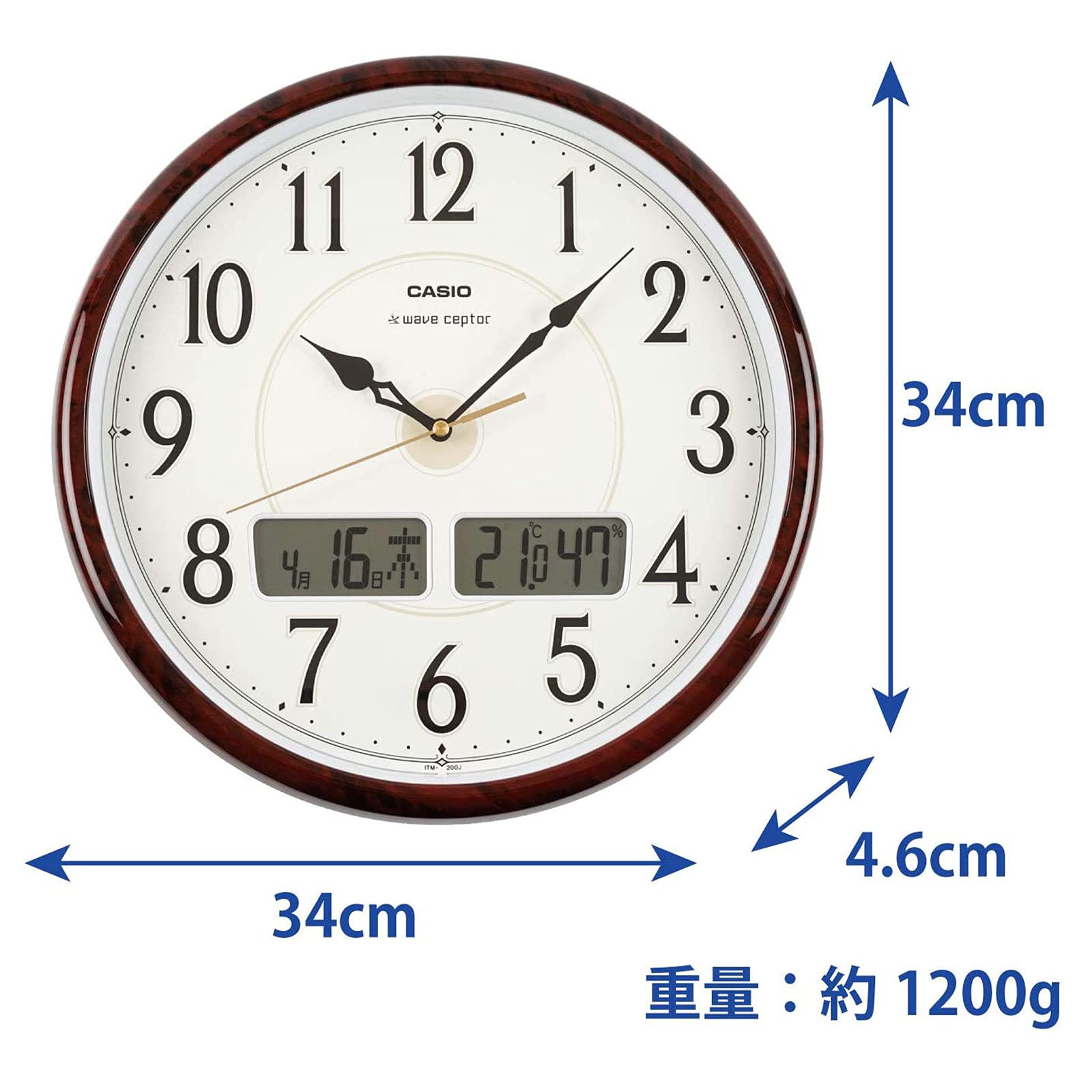 確認用　CASIO 温度・湿度計付電波掛時計　IDC-200J ヨドバシ.com - カシオ CASIO 電波時計 電子日めくり六曜カレンダー