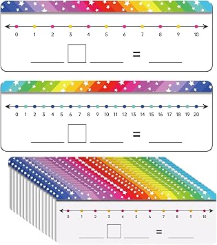 VUSIGN 26 Packs Number Line Dry Erase Boards Cards, Double Sided Writable and Erasable Math White Board for Home, 11.8 x 4.