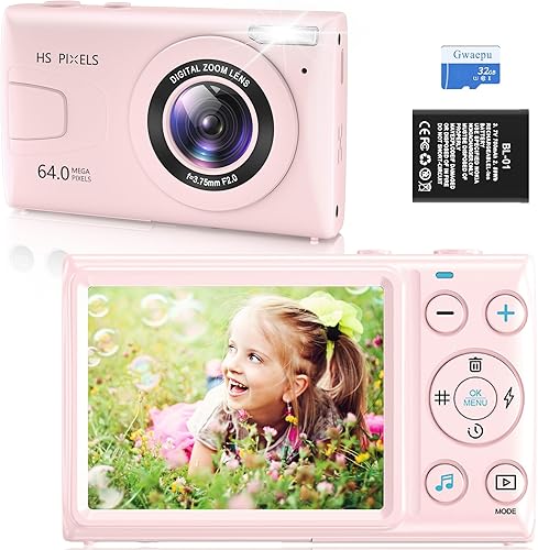 Cámara digital FHD 1080P Cámara digital de apuntar y disparar con zoom de 18X antivibración, cámara compacta de 48 MP para vlogging pequeña para