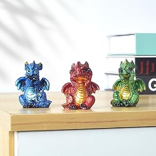3-Pack Cute Baby Dragon Figurines - See/Hear/Speak No Evil Pose Polyresin Statues, Mini Home Décor Accents (2 Inch)