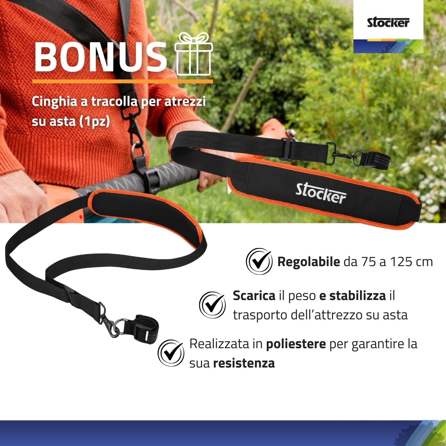 STOCKER - Kit Motosega Telescopica Magma E-300 LA 21V con Batteria Fast Charge 4,0Ah, Caricabatterie, Cinghia e Olio – Potatura in Altezza fino a 4,5 m