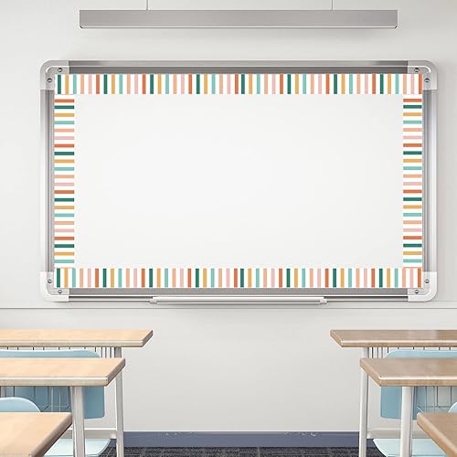 Miniatura 5 de AnyDesign Bordes bohemios de 80 pies para tablón de anuncios, diseño de margaritas de arco iris, bordes de flores, groovy, retro, para decoración de